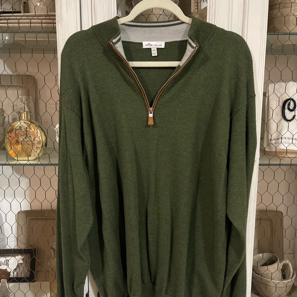 Peter Millar Forest Green Zip-Up Sweater